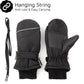 F Flammi Toddler Kids Snow Mittens With String Waterproof Ski Mittens Thinsulate Winter Gloves For Baby Girls Boys(Plain Black,4