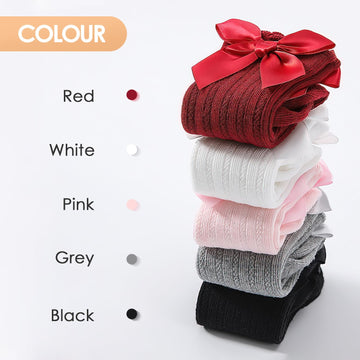 Baby Girls Knee High Socks Non Slip Toddler Stockings Cotton Bow Ruffle Newborn Long Socks Infant Tube Dress Socks 0-6/6-12M
