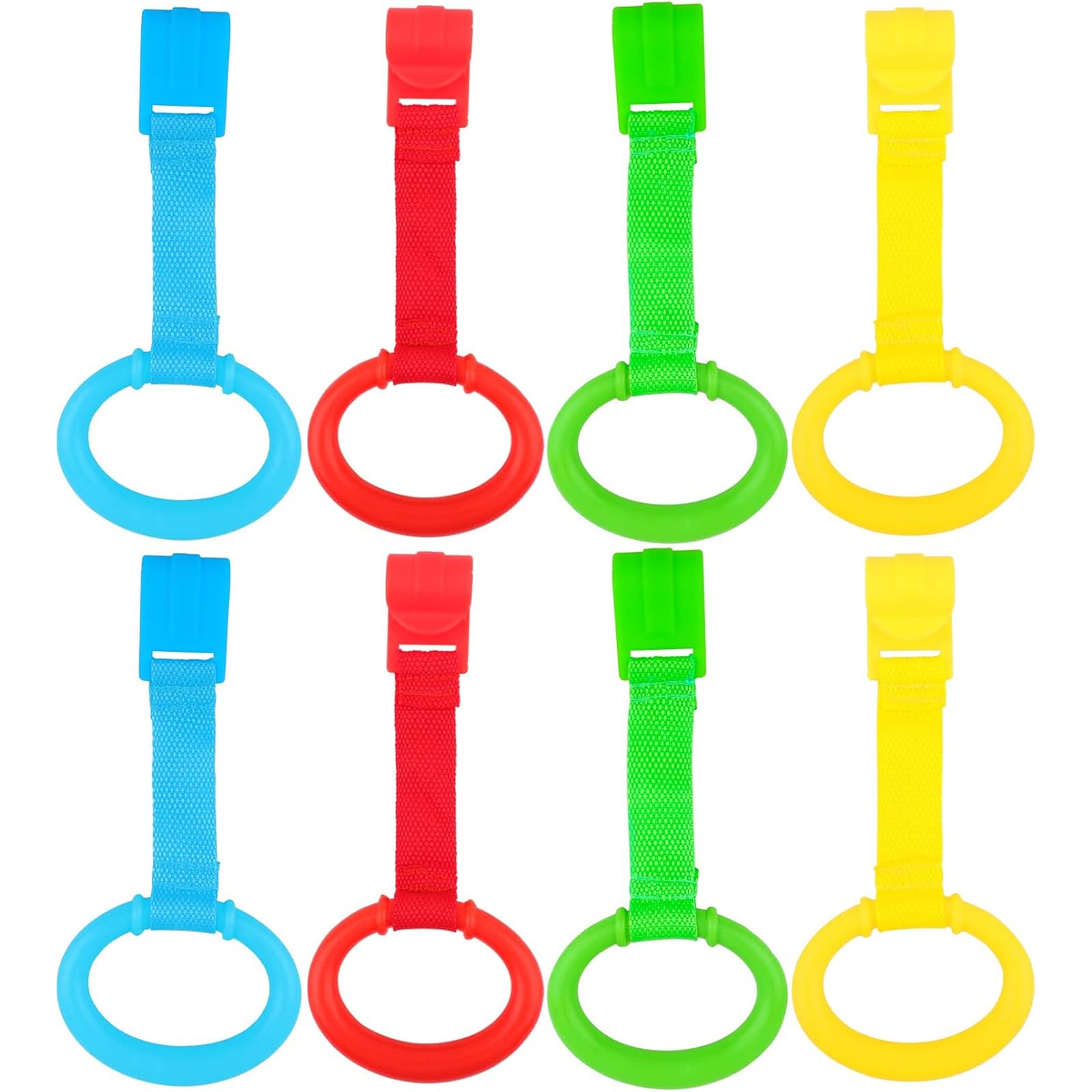 KALAMANDA 8 Pcs Baby Playpen Pull Up Rings, Pull Up Handles Standing Walker Crib Pull Rings for Toddler Kids Children Walking Tr
