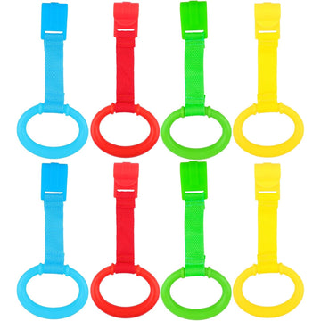 KALAMANDA 8 Pcs Baby Playpen Pull Up Rings, Pull Up Handles Standing Walker Crib Pull Rings for Toddler Kids Children Walking Tr