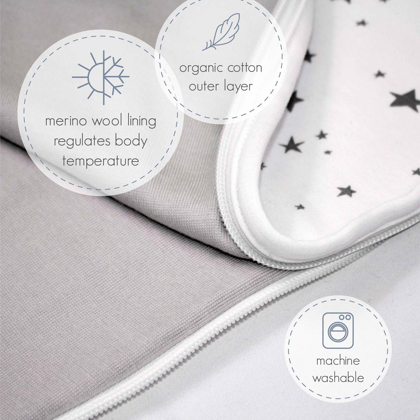 Woolino 4 Season Ultimate Baby Sleeping Bag - Merino Wool And Organic Cotton - Universal Size Adjustable Sleep Sack For Baby - T