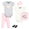 Hudson Baby Unisex Baby Cotton Layette Set, Girl Mommy, 9-12 Months