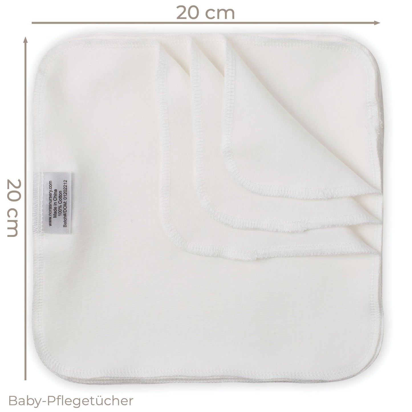 Nora'S Nursery Reusable Baby Wipes 100% Cotton Washcloths Soft Absorbent Towel Face Wipes, Newborn Bath Face Towels, 20 Wipes Wi