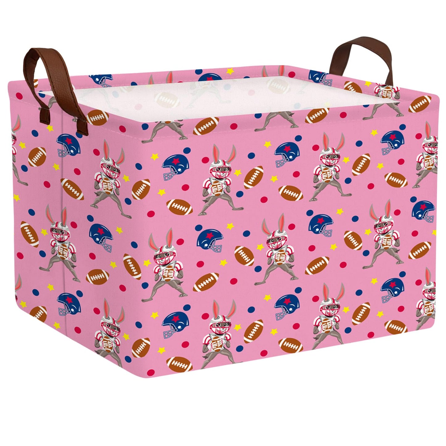 ASKETAM Large Cute Easter Basket for Kid Empty Gift Baby Rectangle Storage Bin Bunny Eggs Boy&Girl Room D  cor (Rabbit Rugby Pin