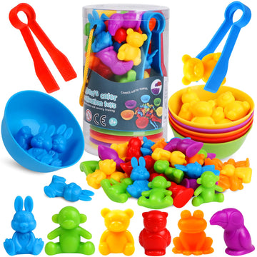 Counting Animals Color Sorting Matching Games with Sorting Bowls Montessori Sensory Early Educational Toys Learning Fine Motor S