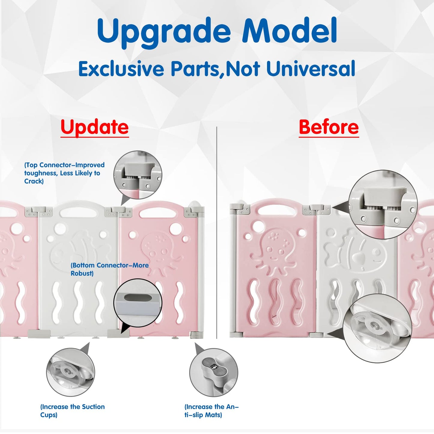 Albott Baby Playpen, 18 Panels Upgraded Portable Foldable Baby Fence With Game Panel And Safety Gate, Adjustable Shape, Ideal Fo