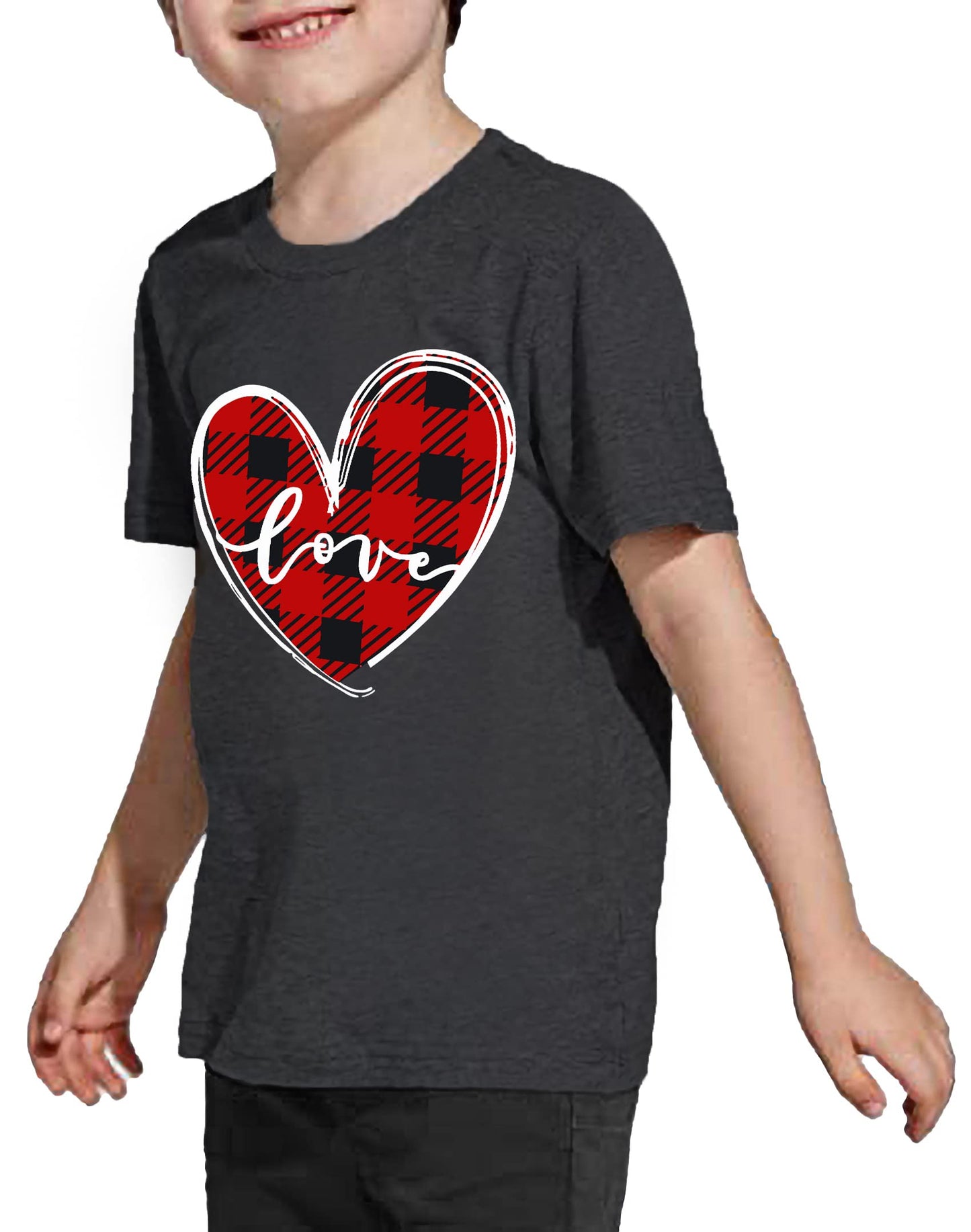 Toddler Valentine'S Day Shirts Boys Girls Love Heart Graphic T-Shirt Valentine Short Sleeve Tee Tops Dark Grey