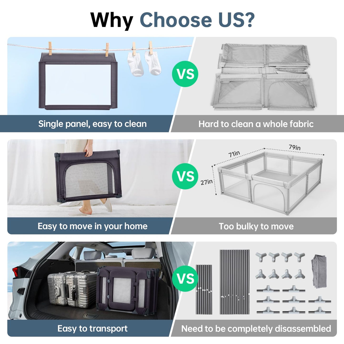 Baby Playpen,Extra Large Playpen For Babies And Toddlers With Baby Door 79X71 Inch, Adjustable Playpen Non-Slip Suction Cups Bas