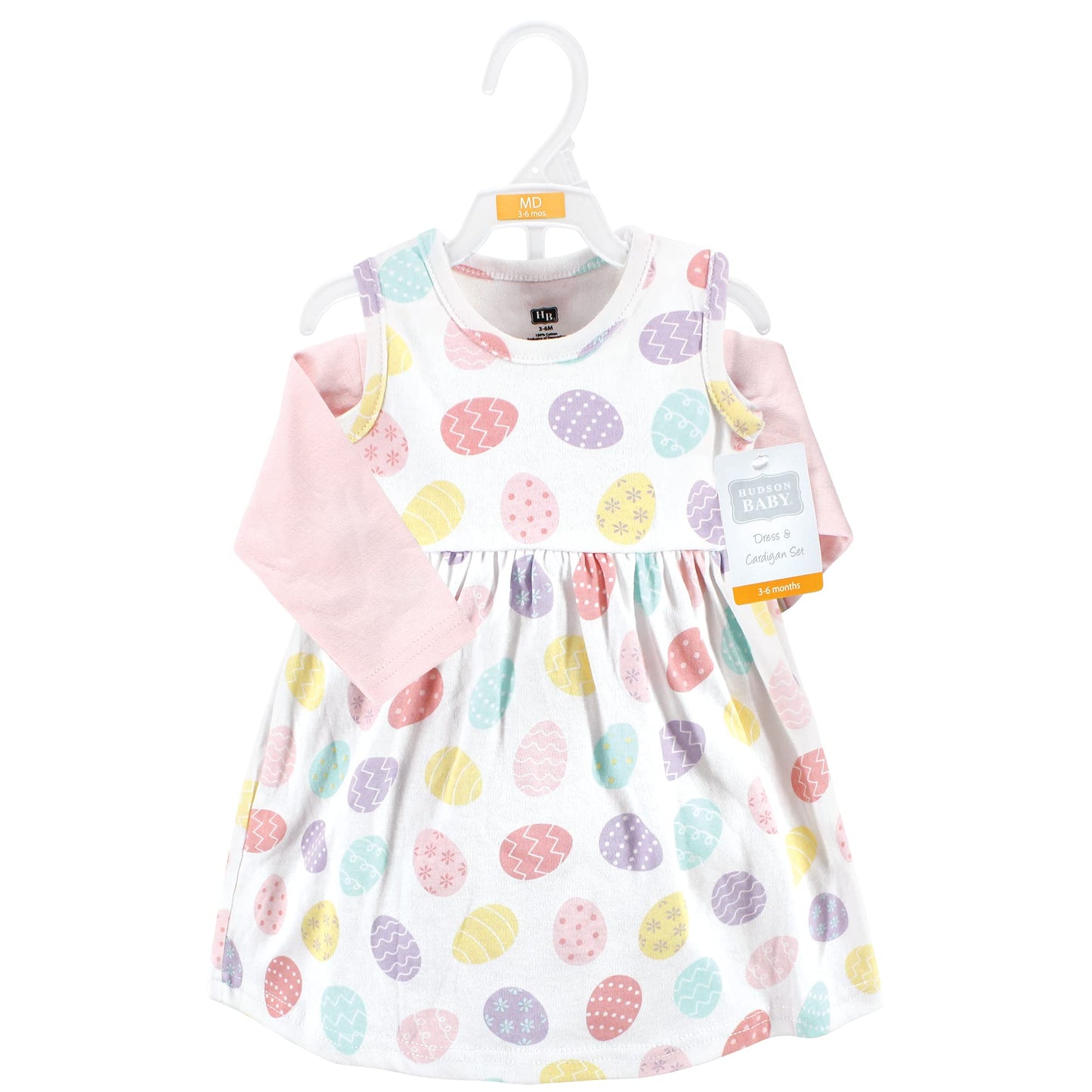 Hudson Baby Baby Girls Hudson Infant Girl Cotton And Cardigan Set, Easter Eggs, 0-3 Months Casual Dress, Easter Eggs, Months Us