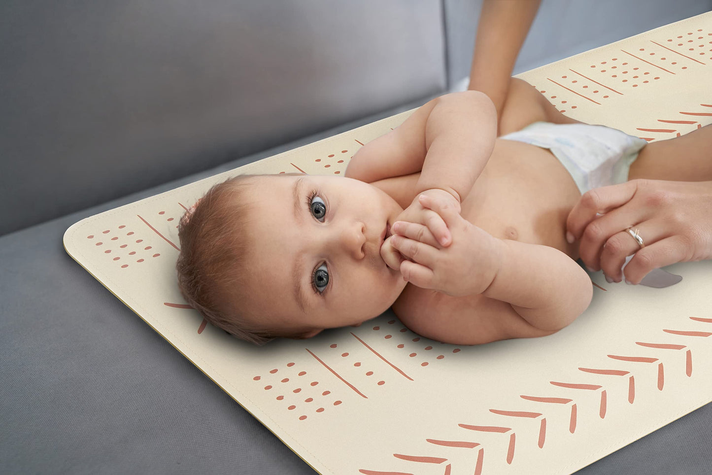 CHILDLIKE BEHAVIOR Vegan Leather Baby Changing Pad- Wipeable Portable changing Pad for Babies- Perfect for Travel-Foldable and W