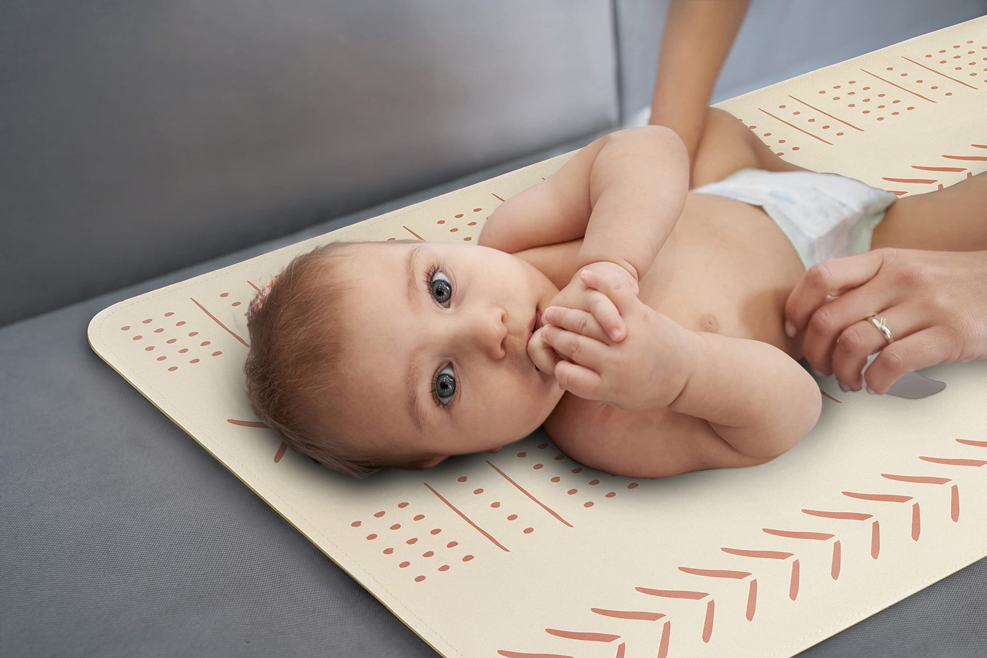 CHILDLIKE BEHAVIOR Vegan Leather Baby Changing Pad- Wipeable Portable changing Pad for Babies- Perfect for Travel-Foldable and W