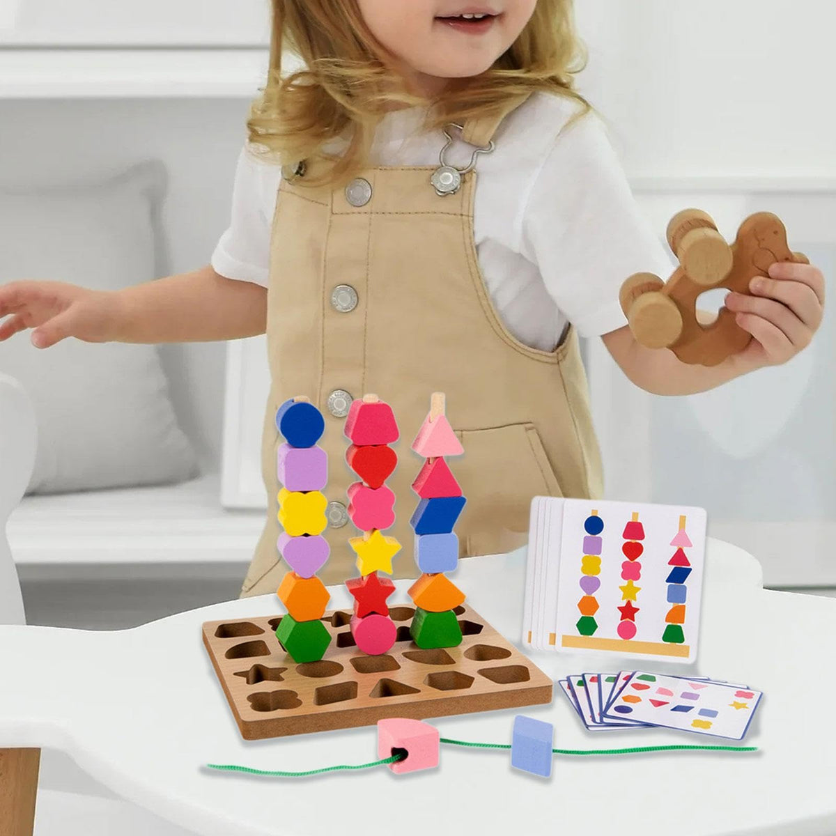 ATORSE Montessori Wooden Beads Sequencing Toy Set Lacing Beads for 2 3 4 5 Children|Baby | Toys for Baby | Developmental Baby To