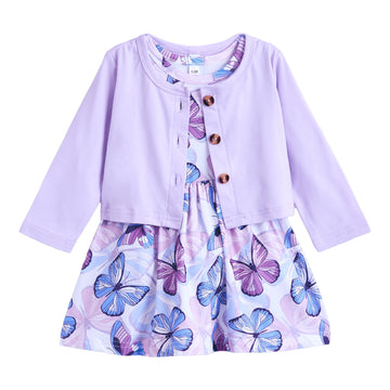 Hopscotch Girls Sleeveless Lavender 2Pc Flutter Wings Dress & Jacket (69 Months)