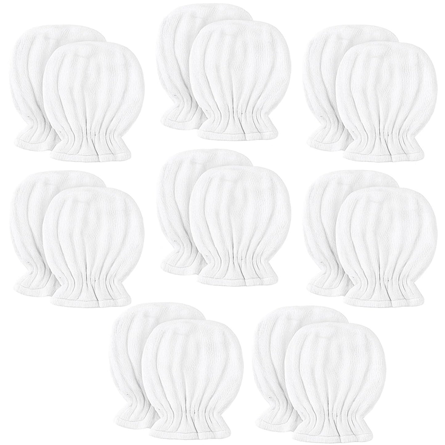 Jeere 8 Pairs Newborn Baby Muslin Mittens 0-6 Months No Scratch Elastic Wrist Soft Breathable Gloves Bulk Cotton for Infant (Whi