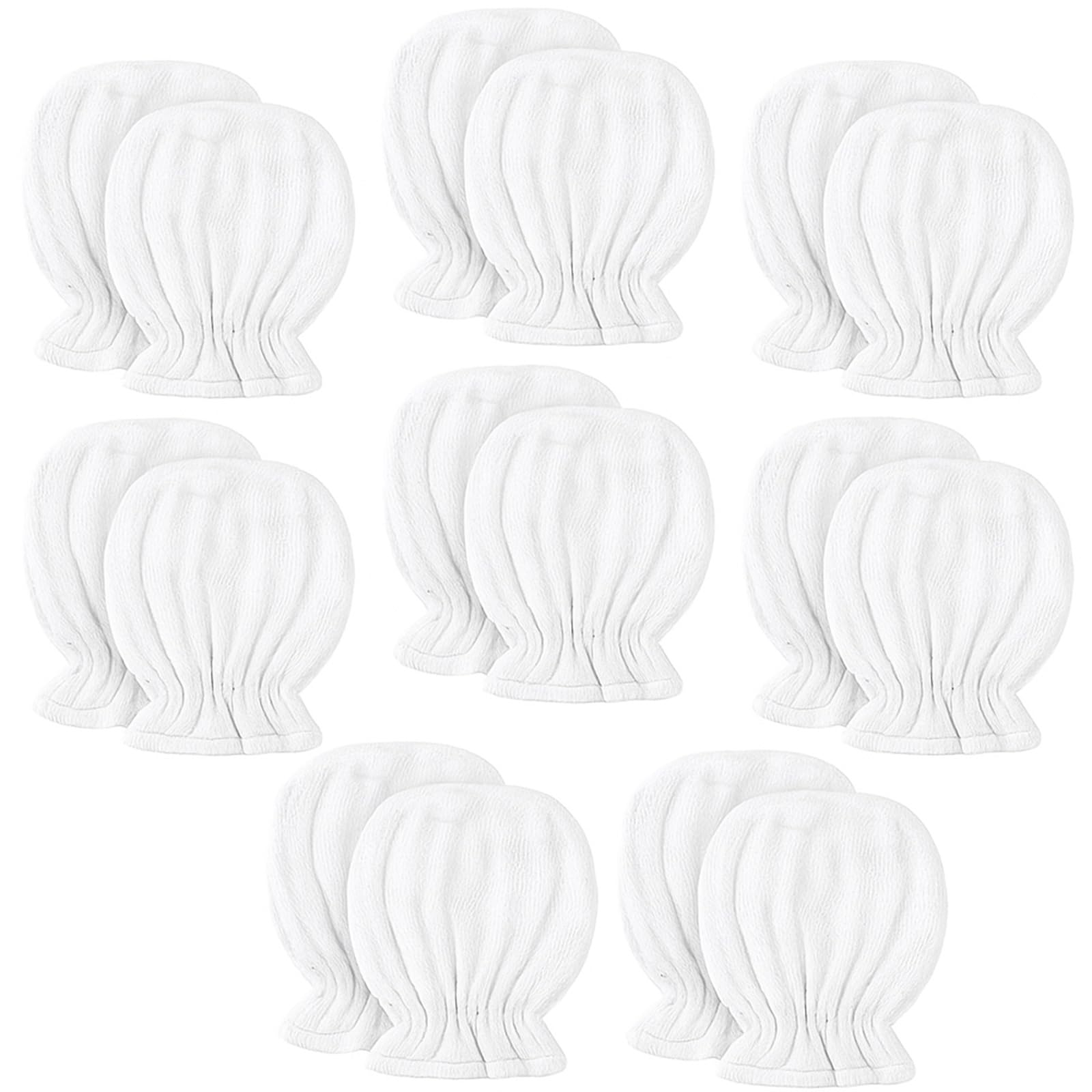 Jeere 8 Pairs Newborn Baby Muslin Mittens 0-6 Months No Scratch Elastic Wrist Soft Breathable Gloves Bulk Cotton for Infant (Whi
