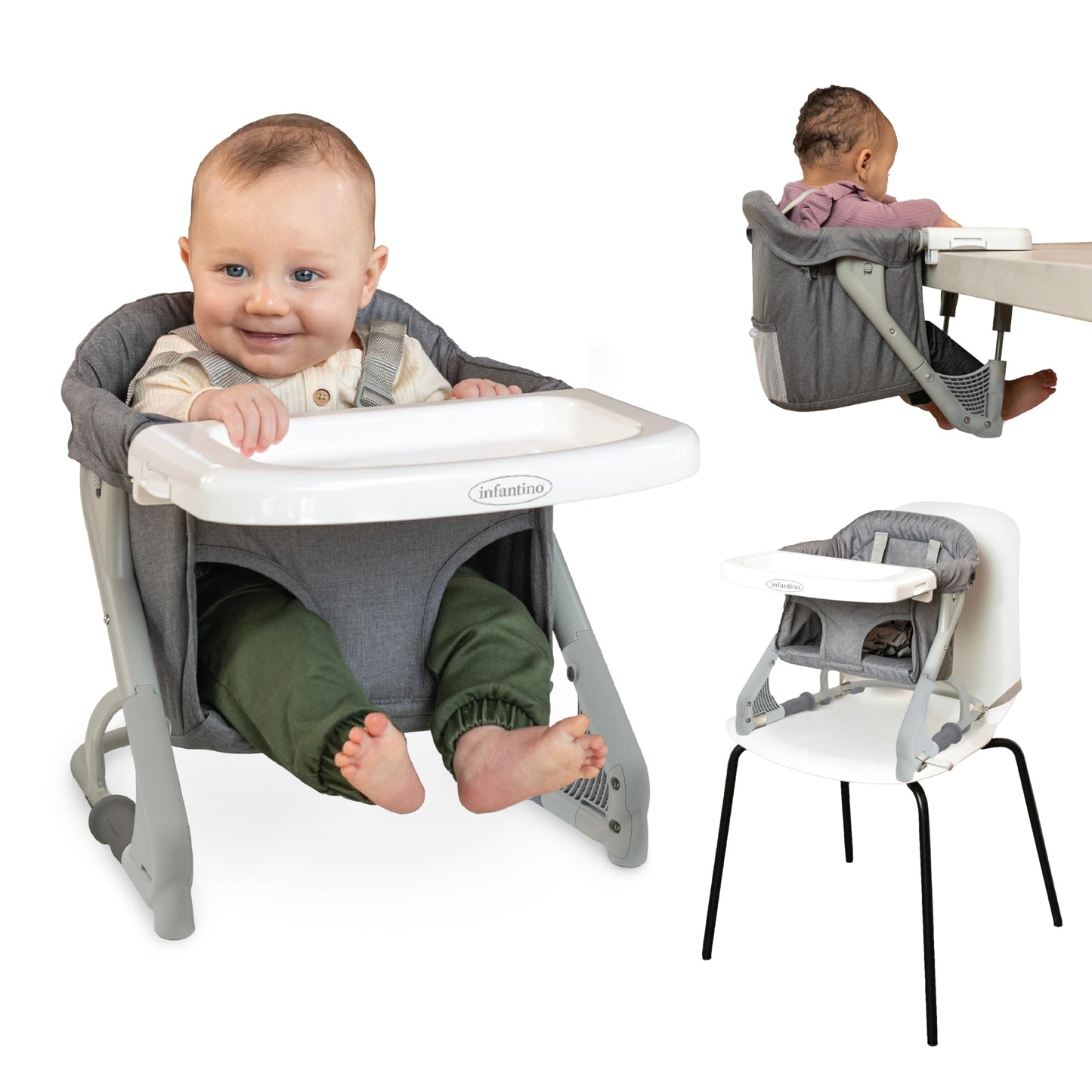 Infantino The Ultimate Travel Booster, Versatile And Travel-Friendly Booster, High Chair And Seat For On-The-Go Families, Gray