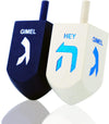 The Dreidel Company Hanukkah Extra Large Blue & White 3' Inch Wooden Dreidel Hand Painted, Includes Game Instruction Cards (Pac