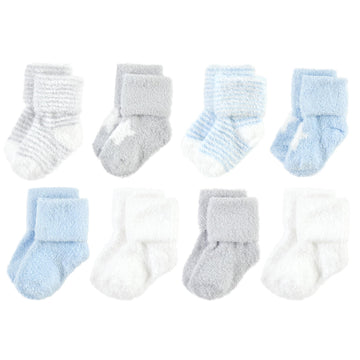 Hudson Baby Unisex Baby Cotton Rich Newborn And Terry Socks, Blue Star, 12-24 Months
