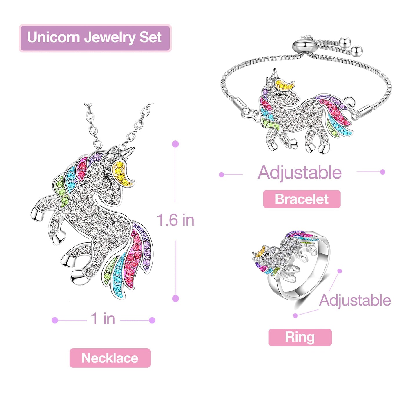 Unicorn Princess Dress Up Clothes For Little Girls - Costume, Jewelry And Headband (6-7 Years, Unicorn Princess 5C)