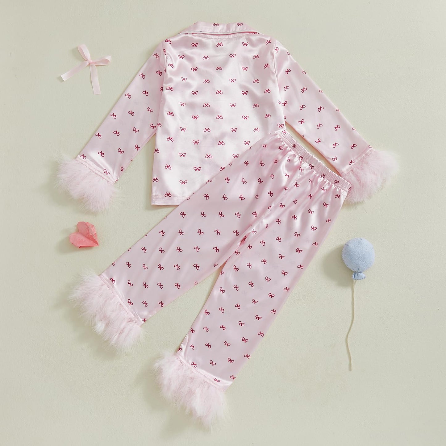 Afunbaby Toddler Baby Girl Boy Silk Satin Pajamas Set Button Down Pjs Kids Long Sleeve Shirt Pants Christmas Pjs Sleepwear (Pink