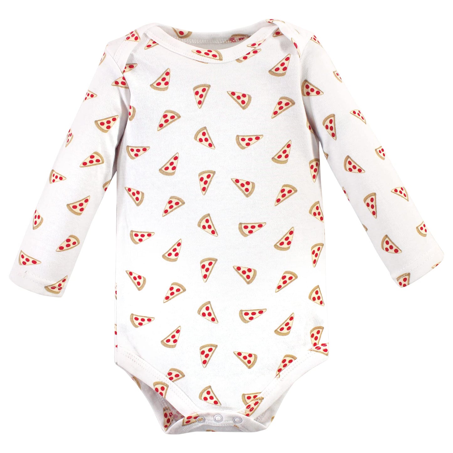 Hudson Baby Unisex Baby Cotton Long-Sleeve Bodysuits, Pizza, 6-9 Months