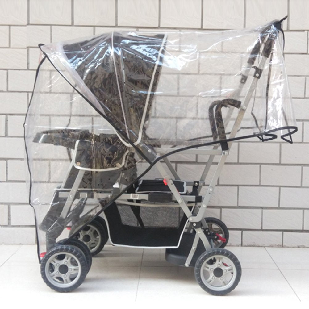 Aligle Weather Shield Double Popular For Swivel Wheel Stroller Universal Size Baby Rain Cover/Wind Shield Deal (Black)