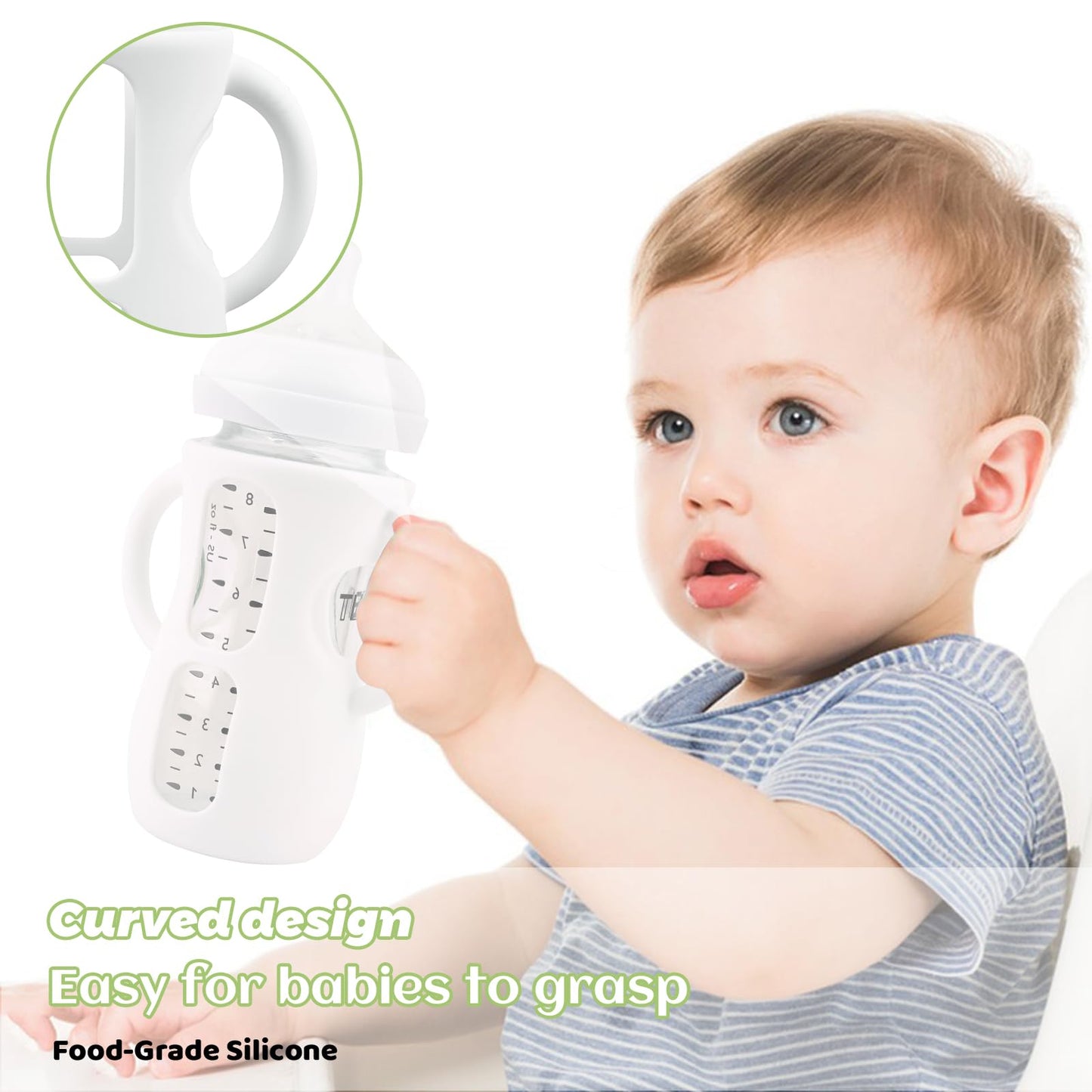 3 Pack Silicone Sleeves For Avent Natural Glass Baby Bottles, Anti Breakage Baby Bottle Holder With Handles, Compatible Philips