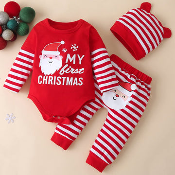 Fullfamous My First Christmas Baby Girl Boy Clothes Outfits Red Christmas 3-6 Months