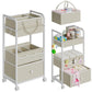 Cidaziya 2In1 Baby Diaper Caddy Organizer and Storage, 3 Tier Rolling Cart with Drawer, Detachable Dividers, Mobile Utility Cart