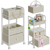 Cidaziya 2In1 Baby Diaper Caddy Organizer and Storage, 3 Tier Rolling Cart with Drawer, Detachable Dividers, Mobile Utility Cart