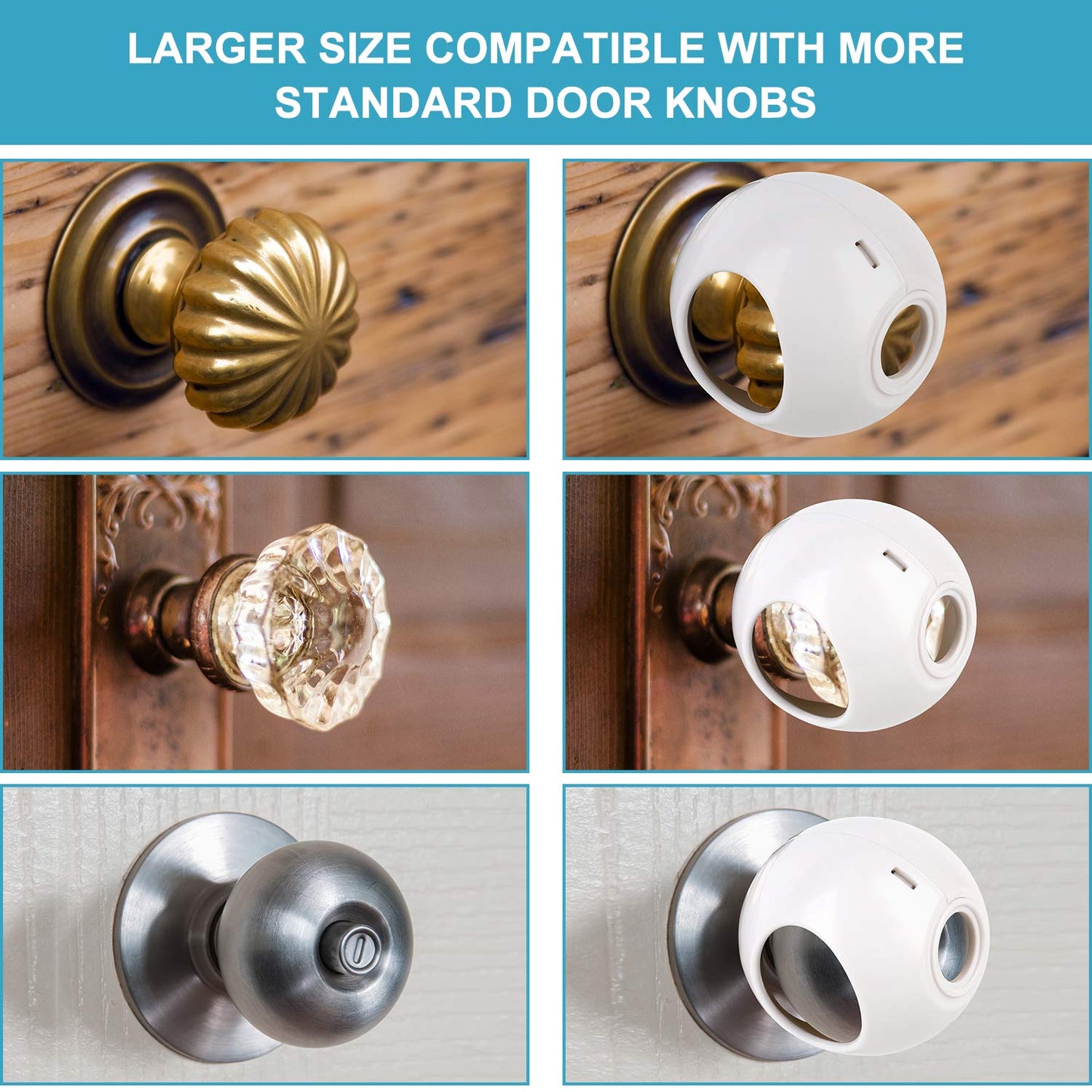 Door Knob Safety Cover For Kids (4 Pack) New Shape & Structure Design Child Door Knob Covers Prevent Children From Opening Doors