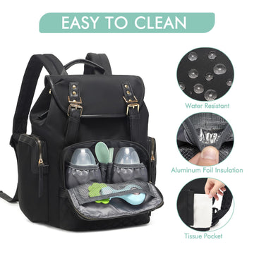 Mvscocean Diaper Bag Backpack,Quilted Diaper Backpack With Usb Charging Port & Stroller Hook,Diaper Bags For Baby Boys Girls (Bl