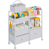 Jnancun 2 In1 Baby Diaper Caddy Organizers and Storage, 3-Tier Rolling Diaper Cart with Dividers and Clothes Rack, Mobile Utilit