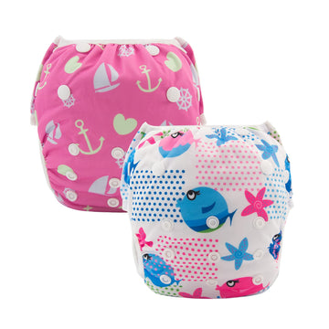 Alvababy 3Pcs Swim Diapers Baby & Toddler Snap One Size Reusable Adjustable Baby Boy 3Swy16