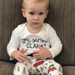 Family Christmas Newborn Baby Xmas Car Romper Pants+Xmas Hat Coming Home Outfits Set White