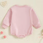 Fiomva Valentines Day Baby Girl Outfit Infant Bubble Romper Newborn First Valentine Outfits Toddler Sweatshirt Clothes (E Embroi