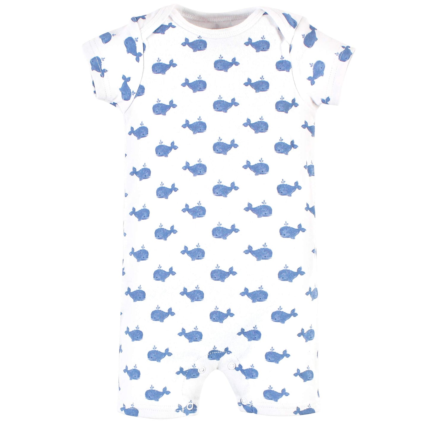 Hudson Baby Unisex Baby Cotton Rompers, Blue Whale 2-Pack, 0-3 Months