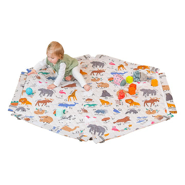 Toddleroo SecureMat Hexagon Animal ABC Playmat, Portable for Indoor & Outdoor Use