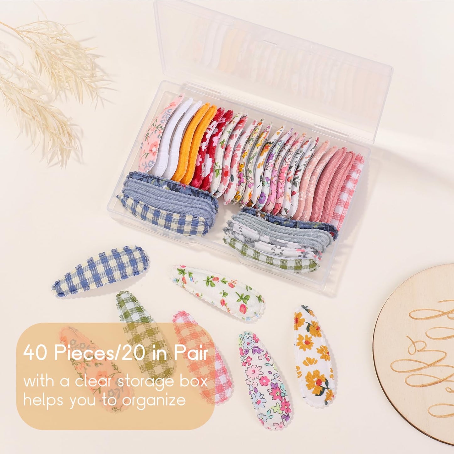 Choicbaby 40 Pcs Toddler Hair Clips Floral Print Girl Hair Clips For Girls Non Slip Wrapped Snap Hairpins For Kids Barrettes Hai