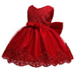 Baby Girls Christmas Pageant Lace Dresses Infant Easter Frocks Wedding Formal Event Frocks Dress (Red,24M)