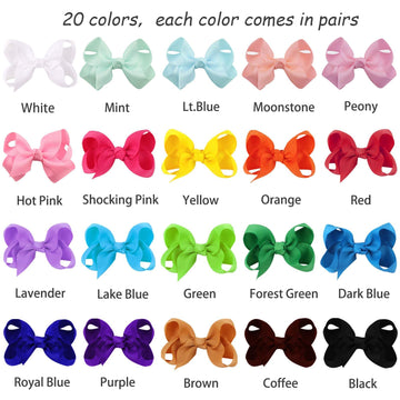 Oaoleer Hair Bow Clip, 20 Colors 3 Inch Grosgrain Ribbon Bows Hair Alligator Clips Hair Barrettes Hair Accessories For Girls Tod