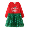 Toddler Girl Christmas Tulle Dress Long Sleeve Cotton Casual Red Green Xmas Party Tunic Shirt Dresses 2T