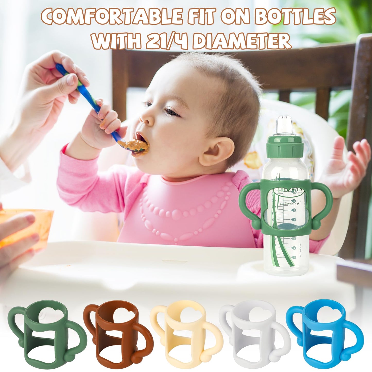 Bottle Handles For Dr. Brown'S Narrow Baby, Wide-Neck, Removable Easy-Grip Transitional Sippy Cup Handles, 100% Silicone-Bpa-Fre