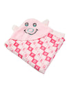 NAMAN Cartton Embroidered Newborn Hooded Blanket Cum Wrapper for Baby boy and Baby GirlPink