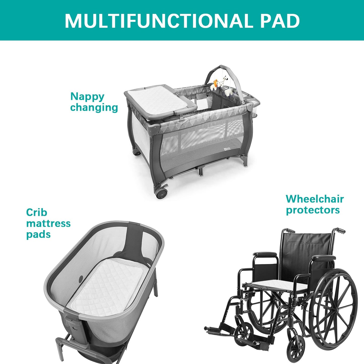Changing Pad Liner - 5 Pack (Improved Thickness) 14' X 26' Superior Viscose Made From Bamboo Terry Surface, Waterproof & Absor
