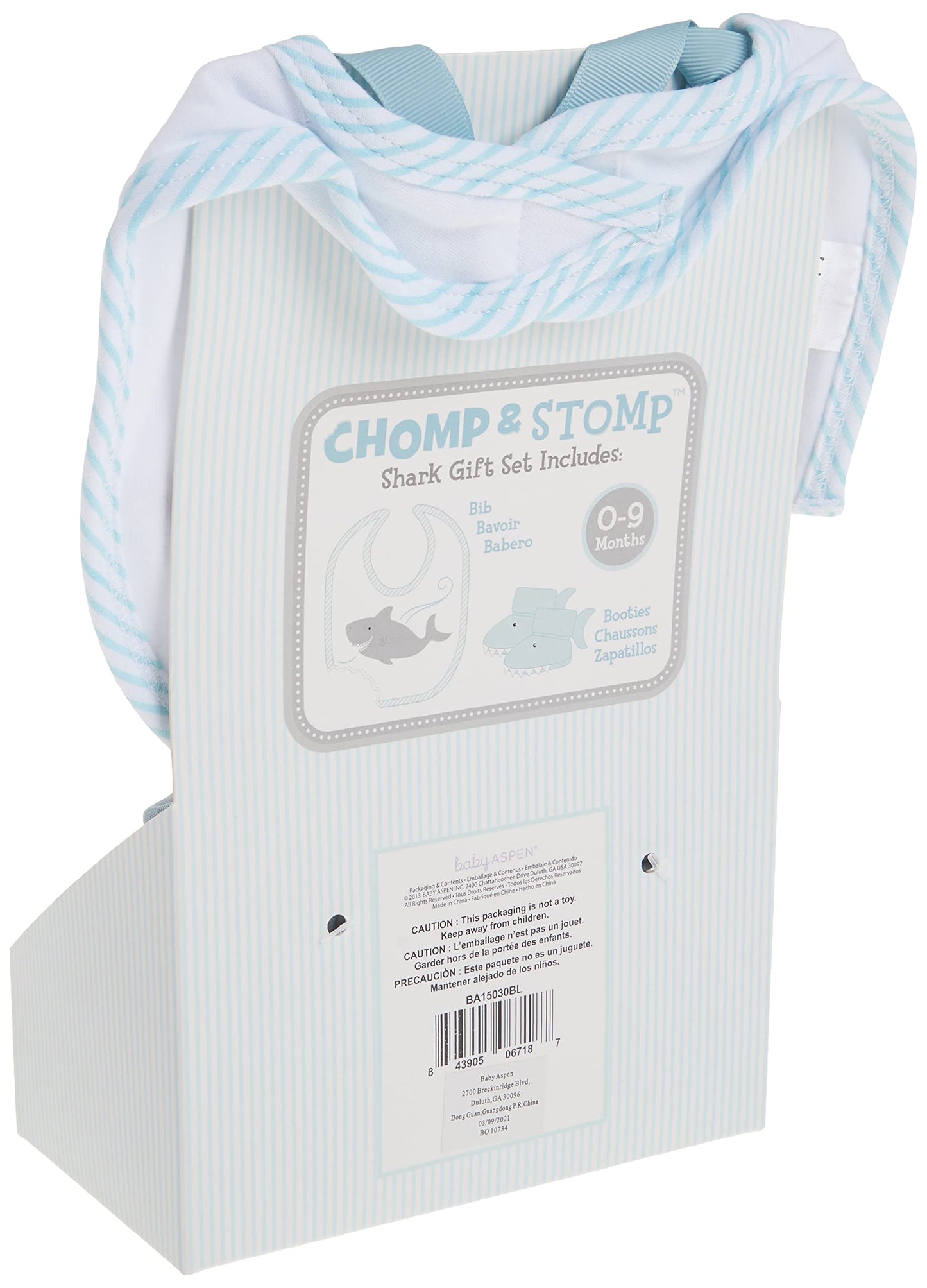 Baby Aspen Shark Bib and Booties Gift Set - Unique Baby Shower Gifts for Boys - 100% Cotton Newborn Bibs and Baby Booties 0-3 Mo