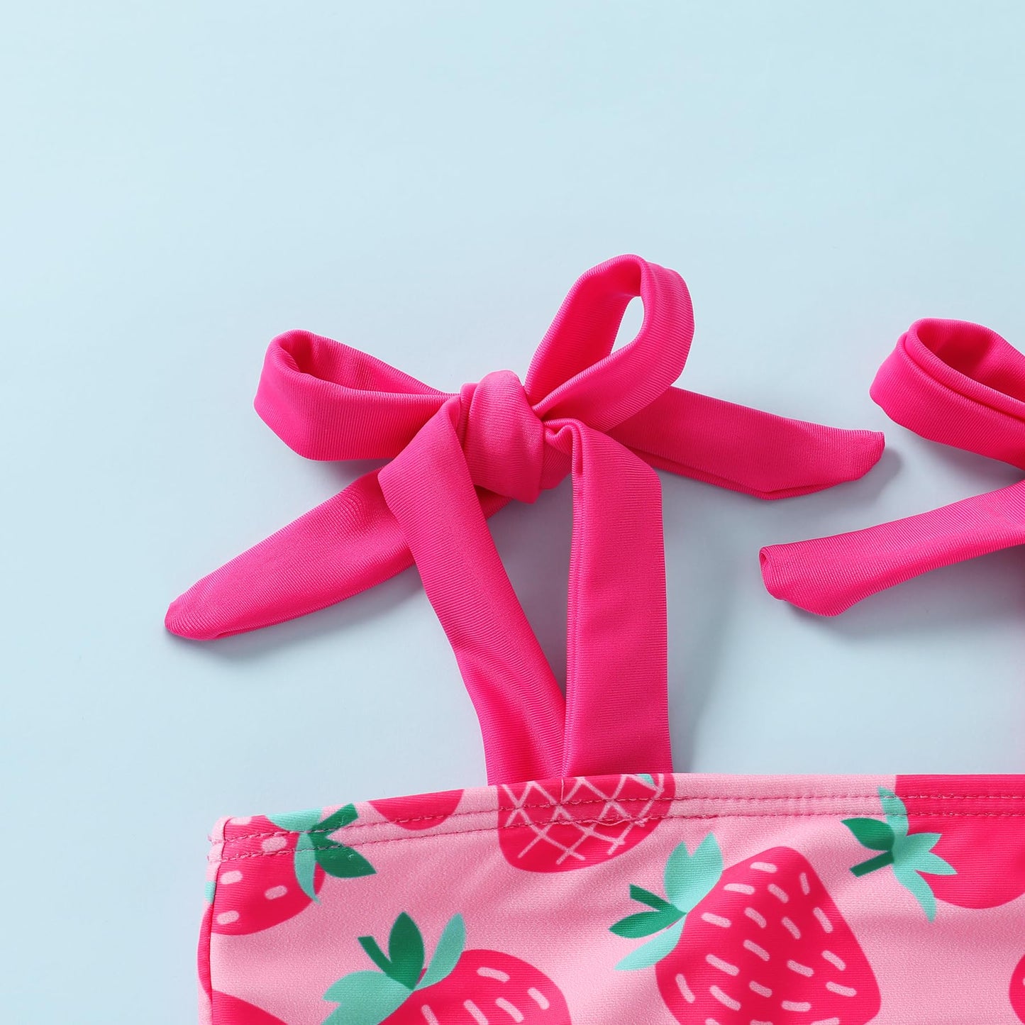 Younger Tree Toddler Girls Two Pieces Swimsuit Color Block Stripe Swimwear Summer Beach Bathing Suit (Pink#Strawberry 18-24 Mont