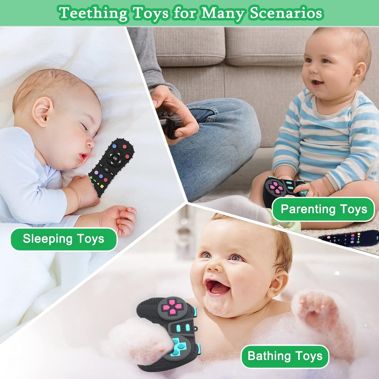 TIEDXIOY Baby Teething Toys Chew Toy,?BPA Free,CPC-Certified? Silicone Remote Control and Game Controller Teethers for Toddlers,