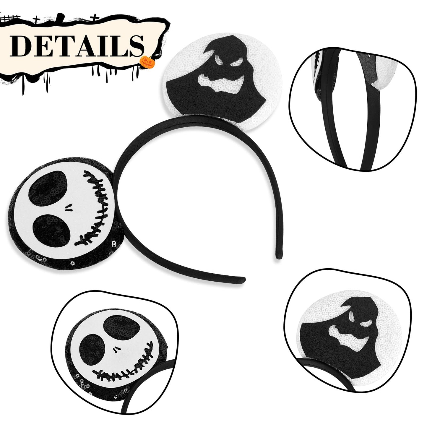 Lylin Halloween Mouse Ears Headband For Women Girls Boys, Sparkle Ears Hair Accessories For Hallween Trips Party Themed Events C