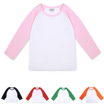 Creator Toddler Baby Girls Boys Long Sleeve Shirts Raglan Shirt Baseball Tee Cotton T-Shirt Pink